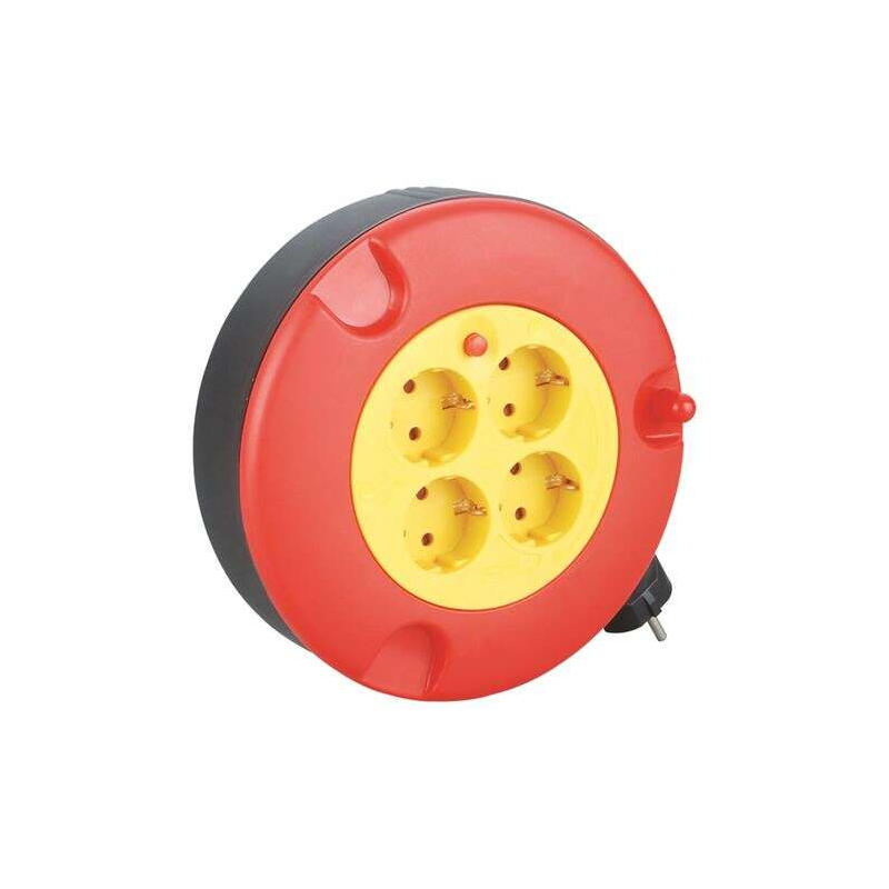 Rallonge Elbat avec Protection Thermique - 4 Shukos - Charge Maximale Enroulé 1100W, Déroulé 3200W - Câble 5m