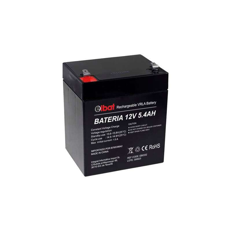 Batterie Plomb Elbat 12V 5.4Ah VRLA Agm - Dimensions 90X70X101mm - Technologie de Sécurité VRLA - Couleur Noir