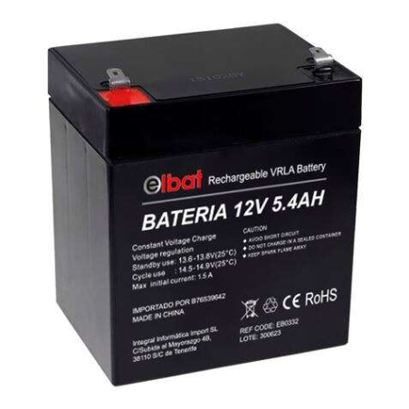 Batterie Plomb Elbat 12V 5.4Ah VRLA Agm - Dimensions 90X70X101mm - Technologie de Sécurité VRLA - Couleur Noir