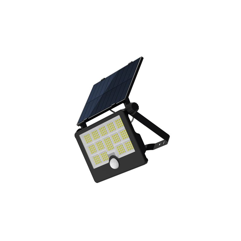 Projecteur solaire LED Elbat 50 W - 3 600 lm - Blanc froid 6 500 K - Détecteur de mouvement - Détection de 3 à 5 mètres - IP65
