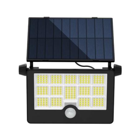 Projecteur solaire LED Elbat 50 W - 3 600 lm - Blanc froid 6 500 K - Détecteur de mouvement - Détection de 3 à 5 mètres - IP65