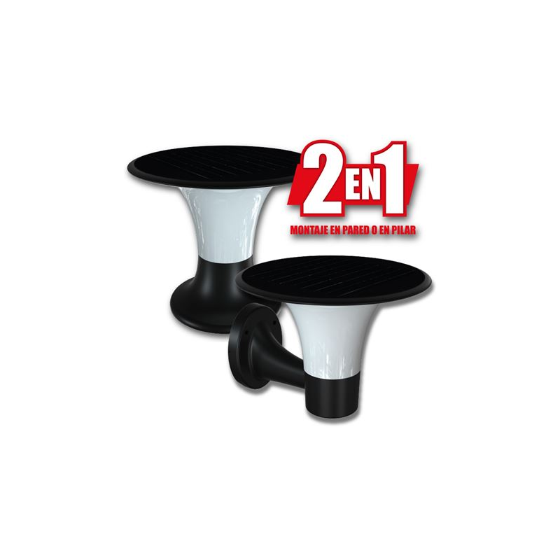 Lanterne solaire LED Elbat Pro Series - 15 W - 6 000 K/3 000 K - 2 200 lumens - Capteur - Montage mural ou sur pilier - Noir