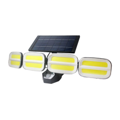 Projecteur solaire quadruple Elbat - 800 lm - Blanc froid 6500 K - Détecteur de mouvement - 4 batteries 1200 mAh