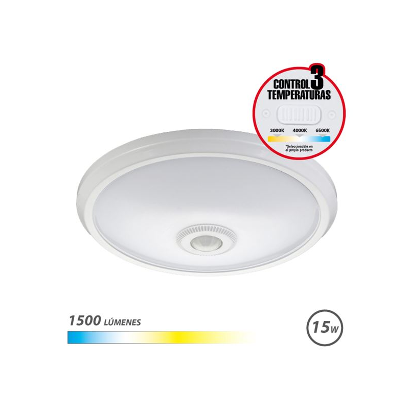 LOT de 10 Applique murale LED Elbat 15 W à montage en surface - 1500 lm - Sélecteur 3 températures de couleur - Capteur de lumin