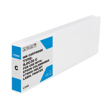Cartouche d'encre pigmentée générique Epson SJIC30P Cyan - Remplace C33S020640/SJIC30P(C)
