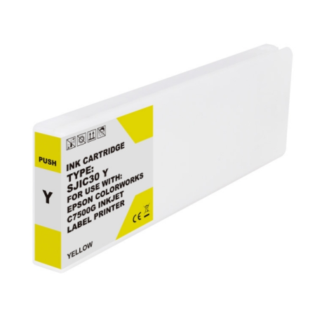 Cartouche d'encre pigmentée jaune Epson SJIC30P générique - Remplace C33S020642/SJIC30P(Y)