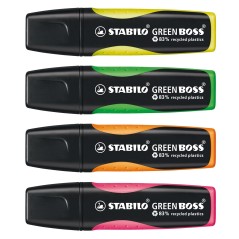 Surligneurs pastel recyclés Stabilo Green Boss lot de 4