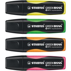 Surligneurs Stabilo Green Boss x4 recyclés avec bloc-notes