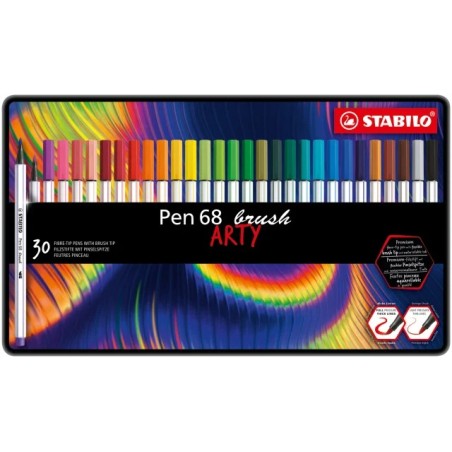 ✅ Lot de 30 feutres Stabilo Pen 68 Brush Arty couleur Surtido en stock