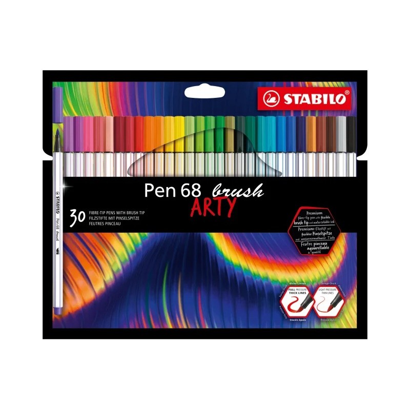 Lot de 30 feutres Stabilo Pen 68 Brush Arty