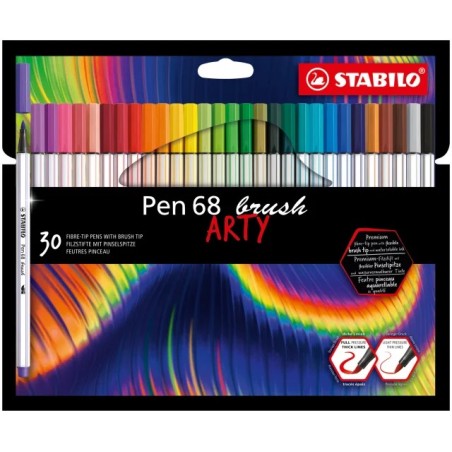 ✅ Lot de 30 feutres Stabilo Pen 68 Brush Arty couleur Surtido en stock