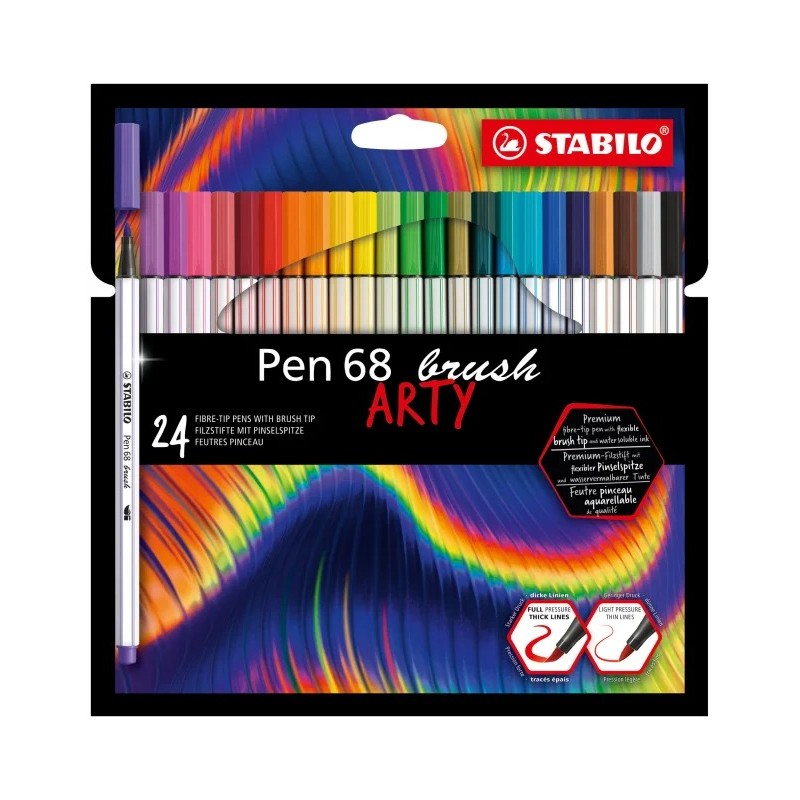 Lot de 24 feutres Stabilo Pen 68 Brush Arty