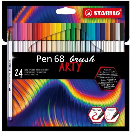 ✅ Lot de 24 feutres Stabilo Pen 68 Brush Arty couleur Surtido en stock