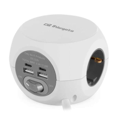 Orbegozo EN 4000 - Prise 7 en 1 avec prises de terre et connexions USB-C - Compacte et sûre - Idéale pour les voyages - Câble de