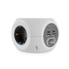 Prise Orbegozo EN 4500 8 en 1 Chargement Rapide sans Fil - 3 Prises de Terre VDE - 2 USB - 2 USB-C - Câble 1,5M - Interrupteur O