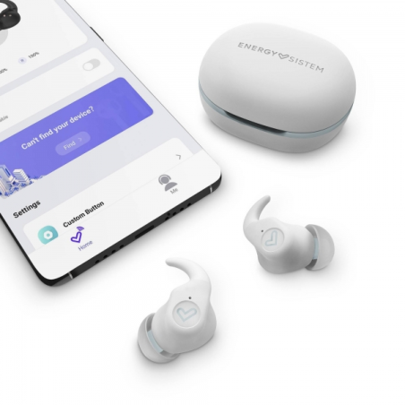Casque sans fil Energy Sistem - True Wireless - Bluetooth 5.3 - IPX5 - Autonomie 20h - Secure-Fit+ - App personnalisable - Micro