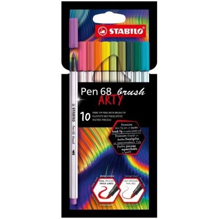 ✅ Lot de 10 feutres Stabilo Pen 68 Brush Arty couleur Surtido en stock