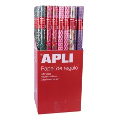 ✅ Apli Présentoir de 55 Rouleaux de Papier Cadeau Tendance - 11 Rouleaux par Couleur - Dimensions Rouleau 0,70x en stock