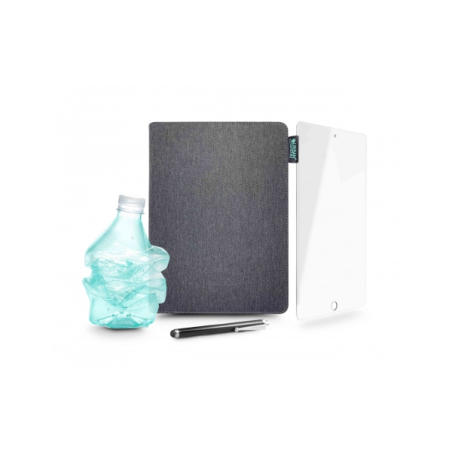 Pack étui, stylet et verre trempé Urban Factory Greenee pour iPad (7e, 8e et 9e générations) 10,2" - Écologique - Gris