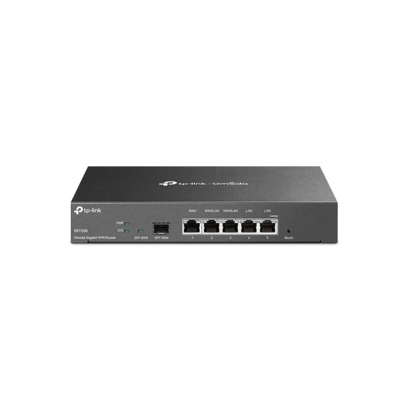 TP-Link Omada ER7206 Router - VPN - 4x1Gbps WAN/LAN - 1Gbps WAN - 1Gbps SFP - USB 3.0 - Balanceo de Carga - Gestion Centralizada