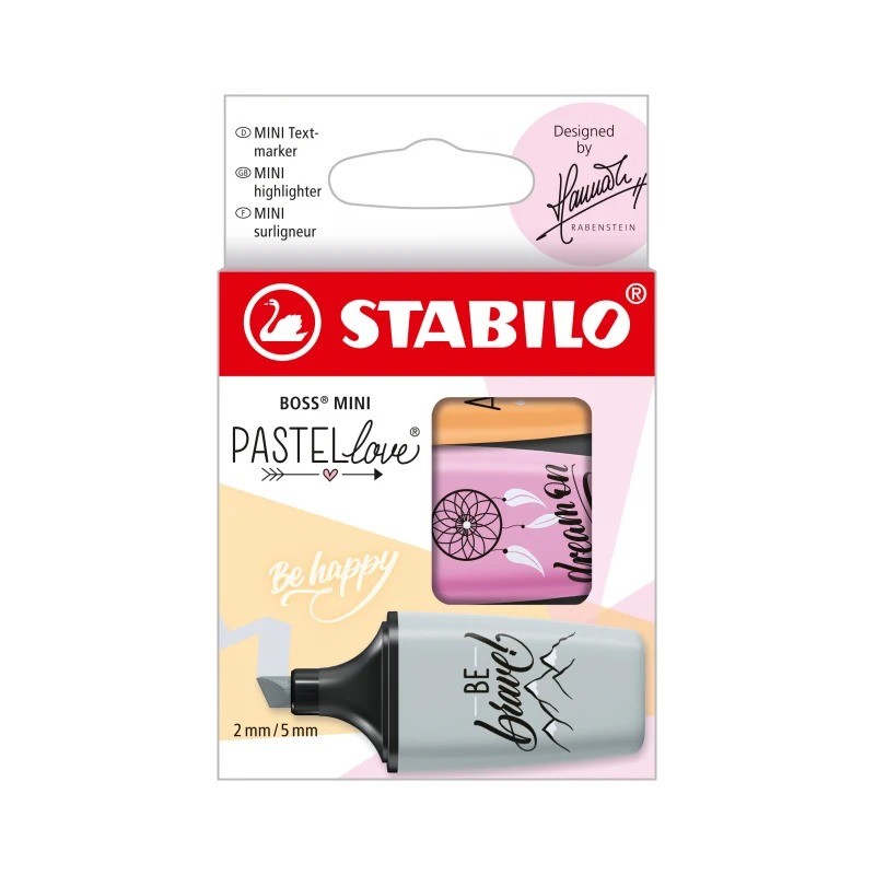 Surligneurs mini pastel Stabilo Boss lot de 3 Surligneurs mini pastel Stabilo Boss lot de 3