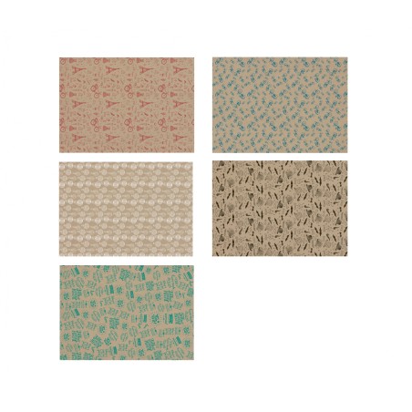 Apli Présentoir de 55 Rouleaux de Papier Cadeau Kraft Fun - 11 Rouleaux par Couleur - Dimensions du Rouleau 0,70x2m - 5 Dessins