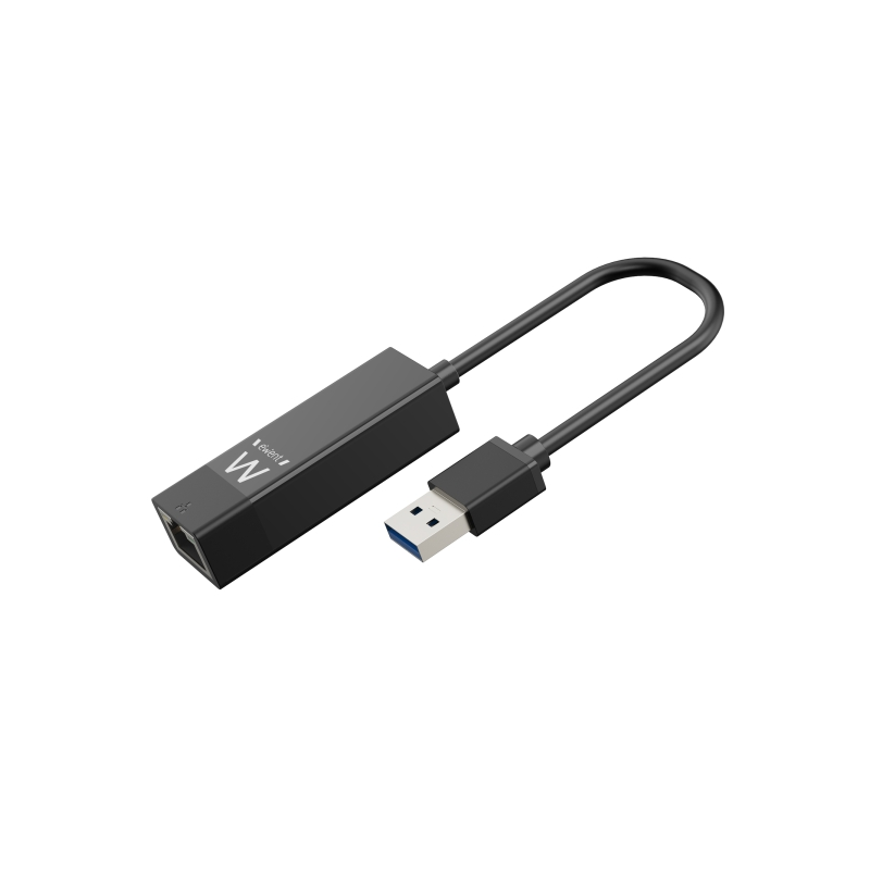 Adaptateur réseau Ewent RJ45 vers USB-A - Gigabit 10/100/1000 Mbps - Câble de 15 cm - Prise en charge WOL - Couleur noire