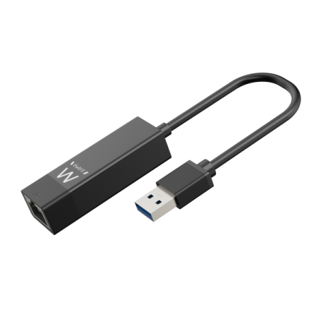 Adaptateur réseau Ewent RJ45 vers USB-A - Gigabit 10/100/1000 Mbps - Câble de 15 cm - Prise en charge WOL - Couleur noire
