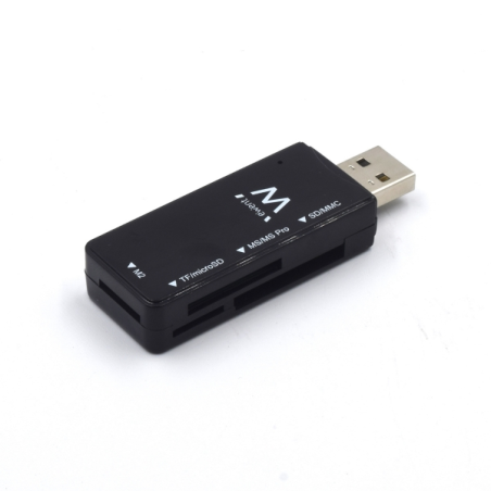 Lecteur de cartes externe USB 2.0 Ewent - Vitesse de transfert jusqu'à 480 Mbps - Noir