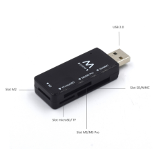 Lecteur de cartes externe USB 2.0 Ewent - Vitesse de transfert jusqu'à 480 Mbps - Noir