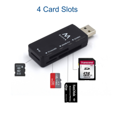Lecteur de cartes externe USB 2.0 Ewent - Vitesse de transfert jusqu'à 480 Mbps - Noir
