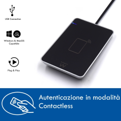 Lecteurs de cartes à puce Ewent pour DNIe et NFC - Câble de 0,6 m - Sans contact - Noir