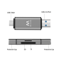 Lecteur de cartes compact USB 3.2 Gen1 (USB 3.0) Ewent EW1075 avec connecteurs USB C et USB A