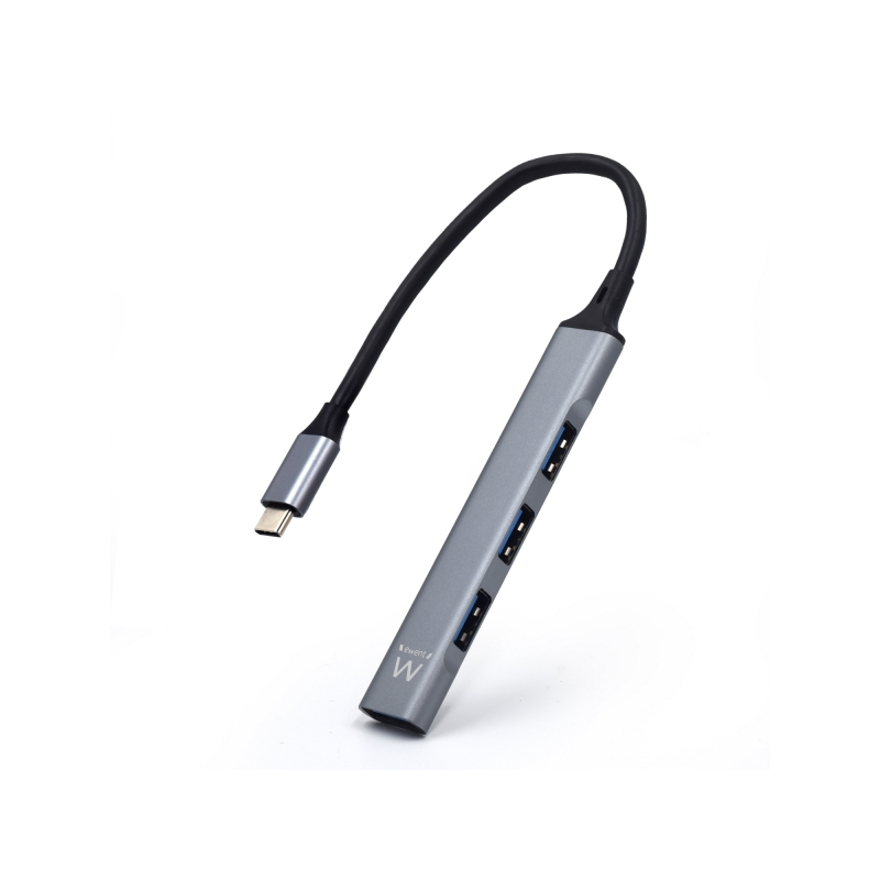 Hub USB Type-C Ewent EW1145 - 1 port USB 3.2 et 3 ports USB 2.0 - Design compact - Argent