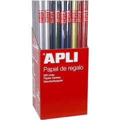 ✅ Apli Présentoir de 55 Rouleaux de Papier Cadeau Kraft - 11 Rouleaux par Couleur - Dimensions du Rouleau 0,70x en stock