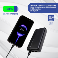 Batterie externe Ewent EW1163 20 000 mAh 22,5 W PD - USB-A, USB-C - Noir