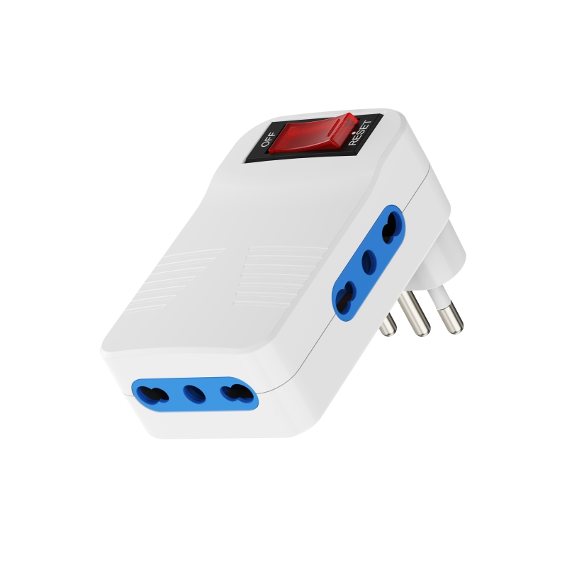 Multiprise murale 3 prises Ewent - 3 prises Schuko 10/16 A italiennes type L - 3 prises Schuko 10/16 A italiennes type L - Inter