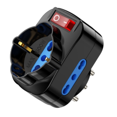 Multiprise murale 3 prises Ewent - 3 prises Schuko italiennes 10/16 A - 2 prises Schuko + 1 prise Schuko - Interrupteur marche/a