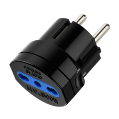 Adaptateur de voyage Schuko Ewent 16 A - Femelle Type L - Noir