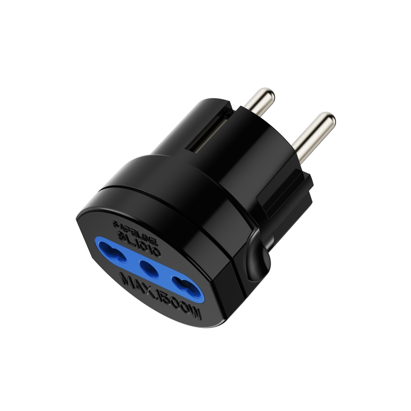 Adaptateur de voyage Schuko Ewent 16 A - Femelle Type L - Noir