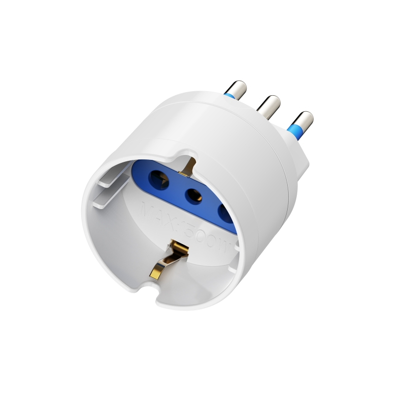 Adaptateur de voyage Ewent pour prise italienne type L 16 A - Prise femelle type L/Schuko - Blanc