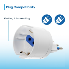 Adaptateur de voyage Ewent pour prise italienne type L 16 A - Prise femelle type L/Schuko - Blanc