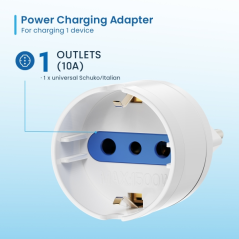 Adaptateur de voyage Ewent pour prise italienne type L 16 A - Prise femelle type L/Schuko - Blanc