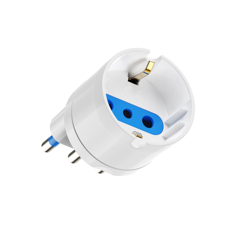 Adaptateur de voyage Ewent pour prise italienne type L 16 A - Prise femelle type L/Schuko - Blanc