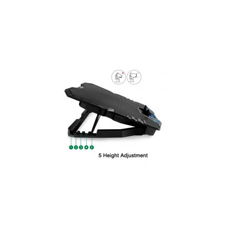 Support pour ordinateur portable Ewent - 5 ventilateurs silencieux jusqu'à 17" - 2 ports USB - 5 vitesses de ventilation - 2 mod