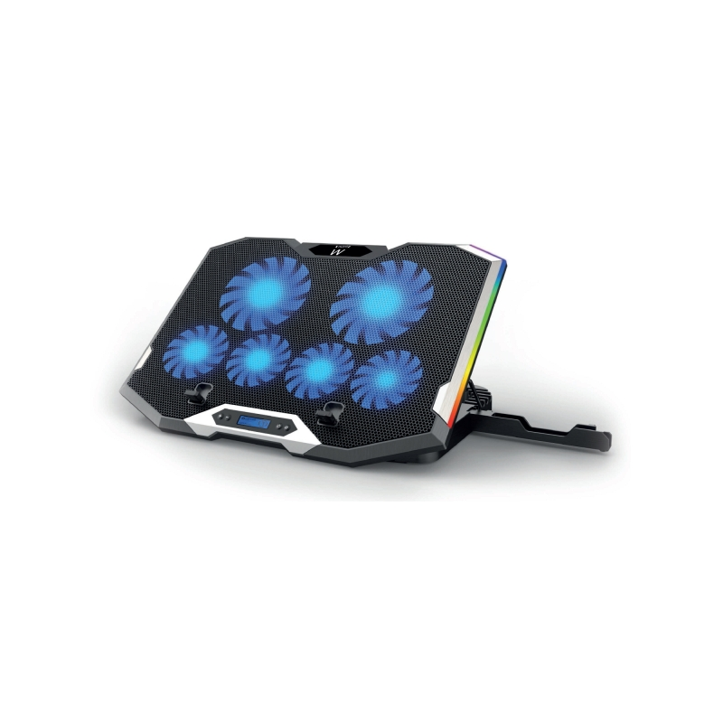 Support pour ordinateur portable Ewent jusqu'à 15,6" - 6 ventilateurs silencieux - 6 vitesses - LED RVB - Noir