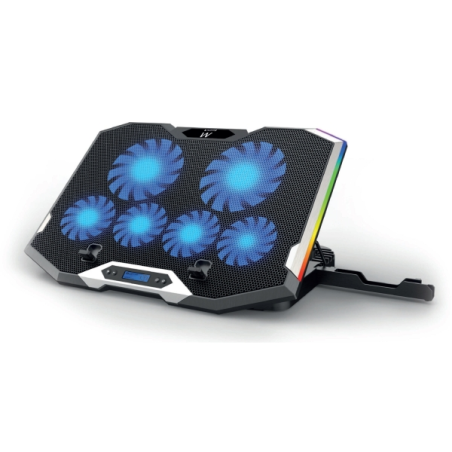 Support pour ordinateur portable Ewent jusqu'à 15,6" - 6 ventilateurs silencieux - 6 vitesses - LED RVB - Noir
