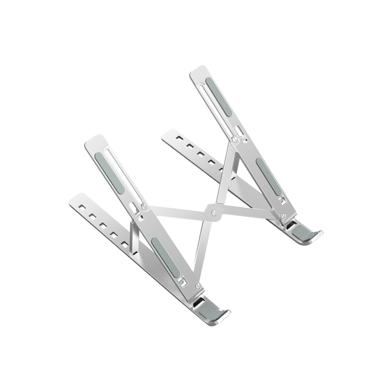 Support de voyage pliable Ewent EW1266 - Alliage d'aluminium - Surélève votre ordinateur portable de 5 à 15 cm - Argent