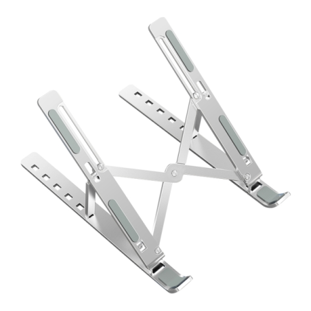 Support de voyage pliable Ewent EW1266 - Alliage d'aluminium - Surélève votre ordinateur portable de 5 à 15 cm - Argent
