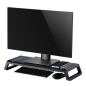 Support d'écran RVB extensible Ewent EW1268 - Pliable avec tiroir et support pour smartphone - Hub USB 3.0 4 ports - Noir